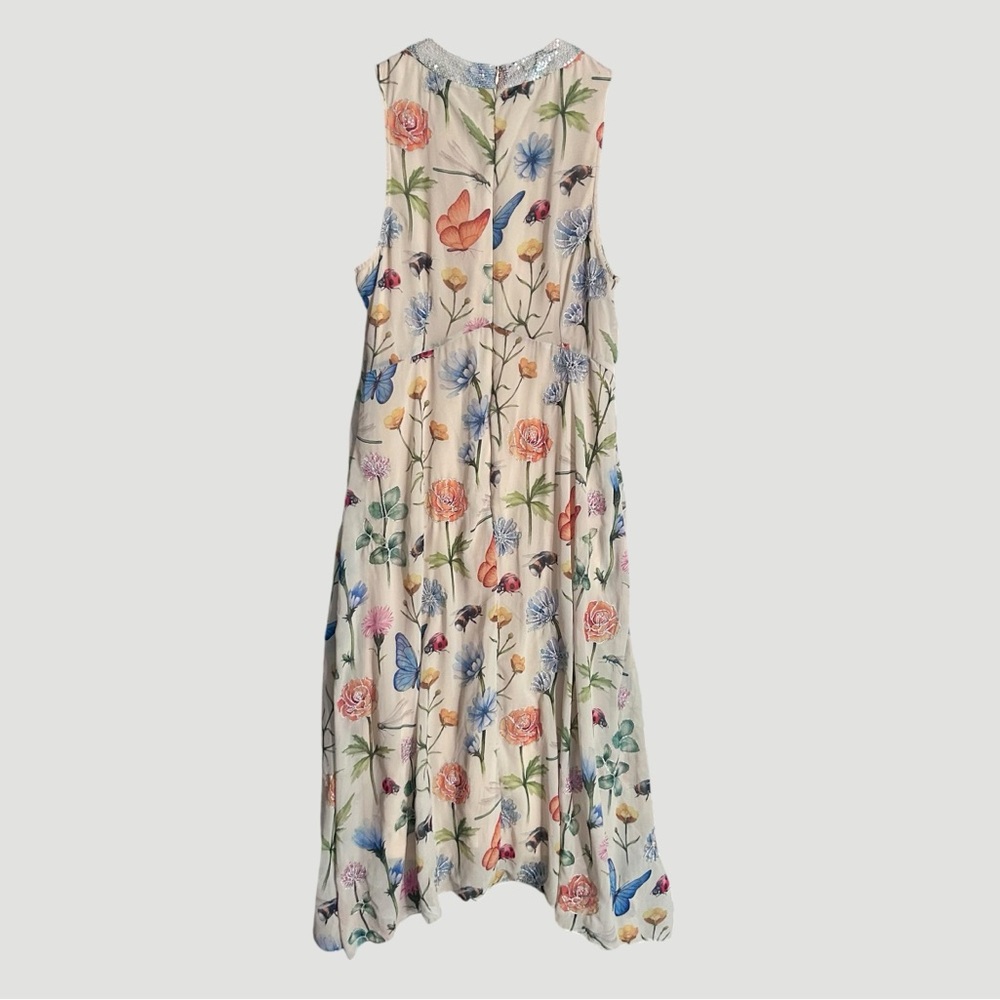 NWT Anthropologie Pankaj & Nidhi Beaded Floral Butterfly Garden Midi Dress Sz 12 - Picture 3 of 9